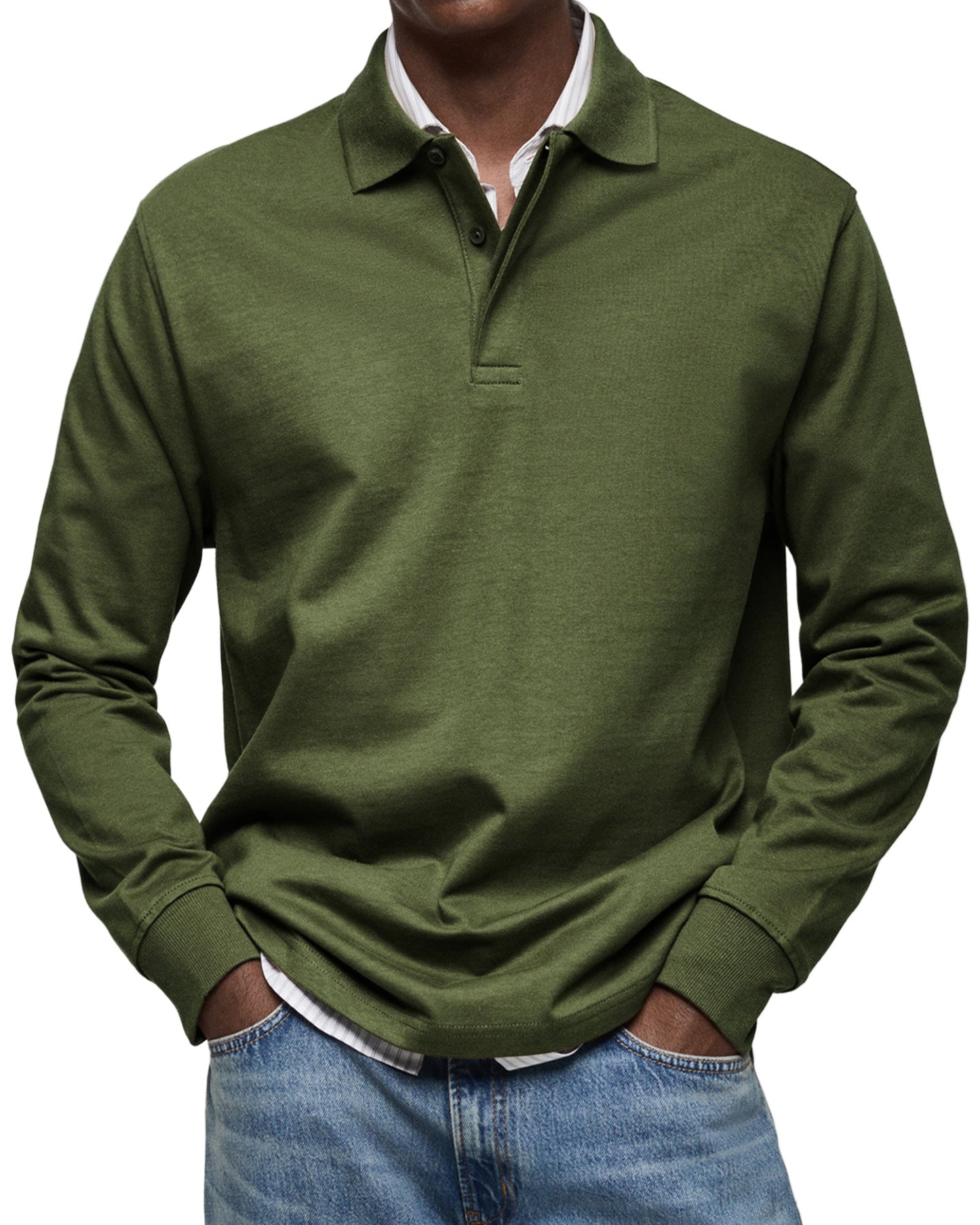 Dewey - Herren Langarm-Poloshirt, schlicht gehalten