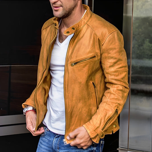 Winston - Vielseitige Lederjacke mit Kragen für Herren