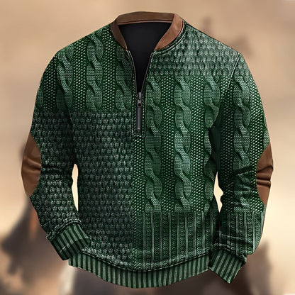Edmund - Bequemer Herrenpullover mit Muster und Zipper
