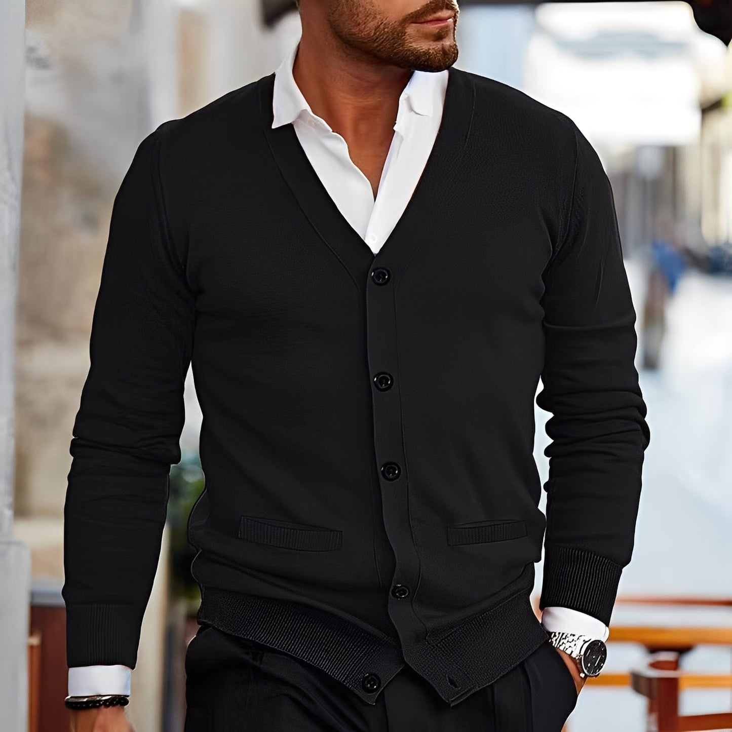 Terence - Traditioneller Herrenpullover mit Taschen