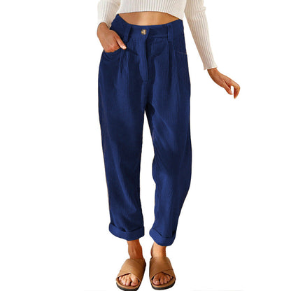 Chelsie - Bequeme Damenhose aus Cord mit hohem Bund