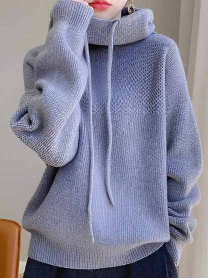 Roxane - Bequemer Damenpullover aus Wolle mit Kapuze