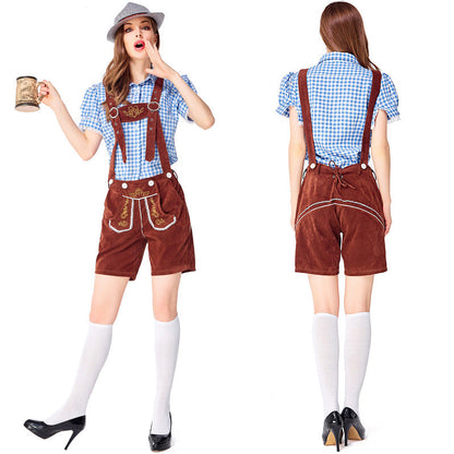 Dahlia - Oktoberfest-Stil mit karierten Overalls für Damen