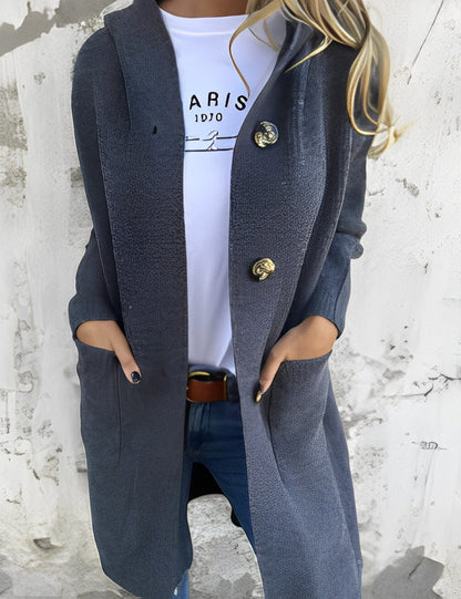 Suzanna - Langer, lässiger Damen-Cardigan mit Kapuze