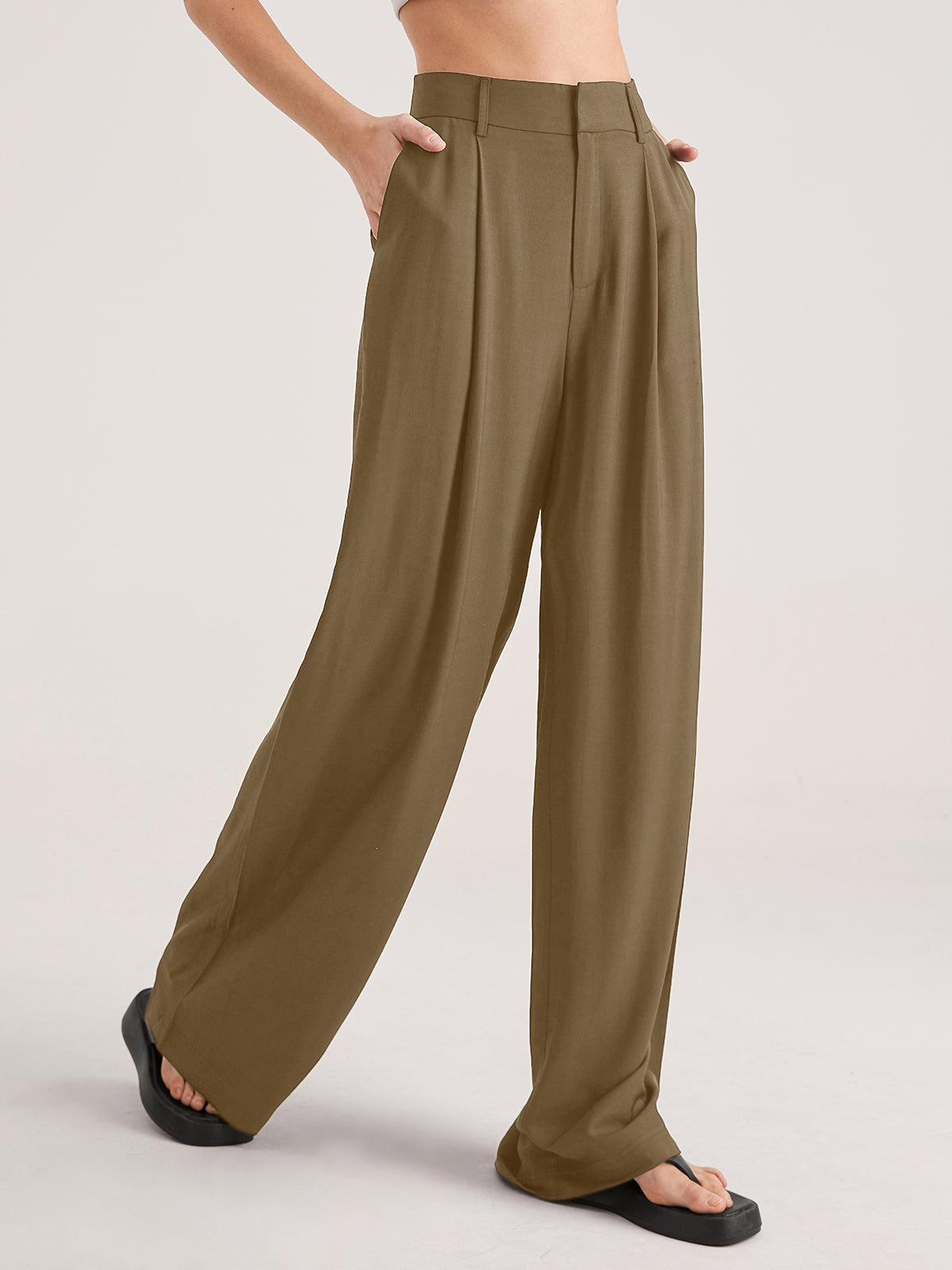 Nadia – Hohe-taillierte Faltenhose