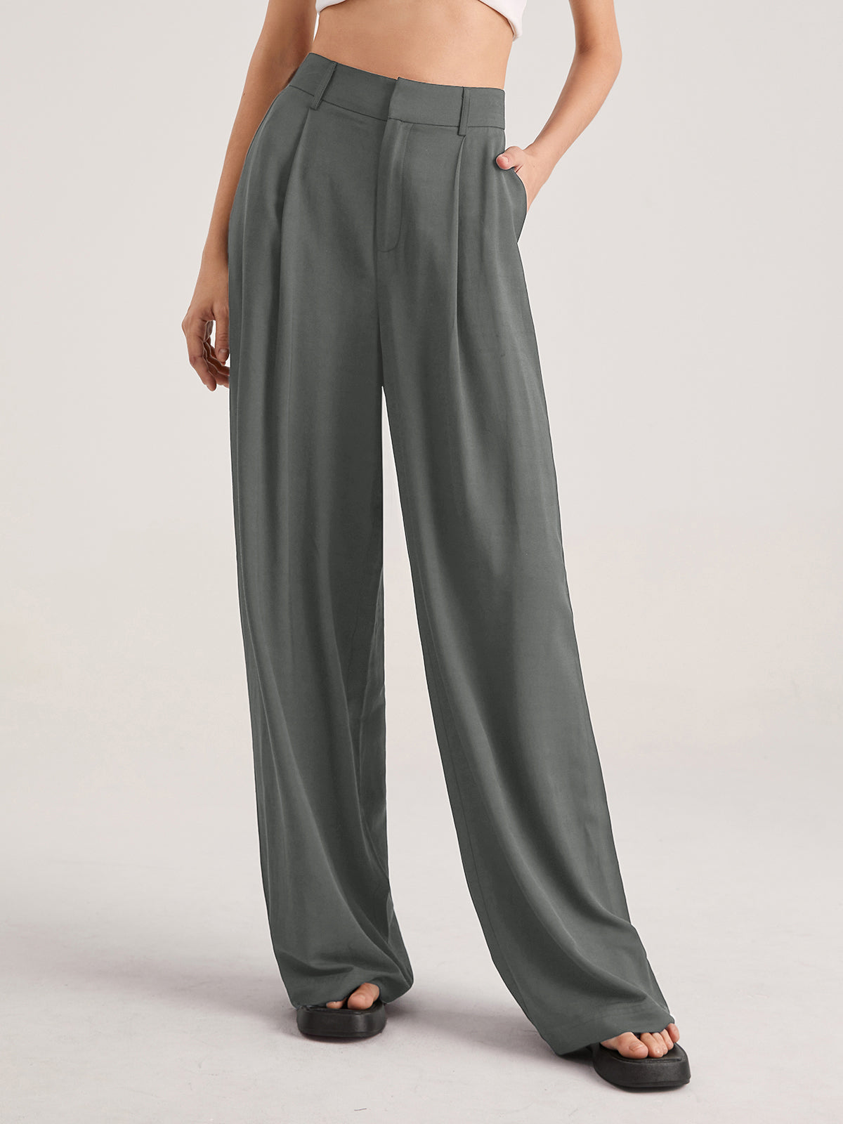 Nadia – Hohe-taillierte Faltenhose