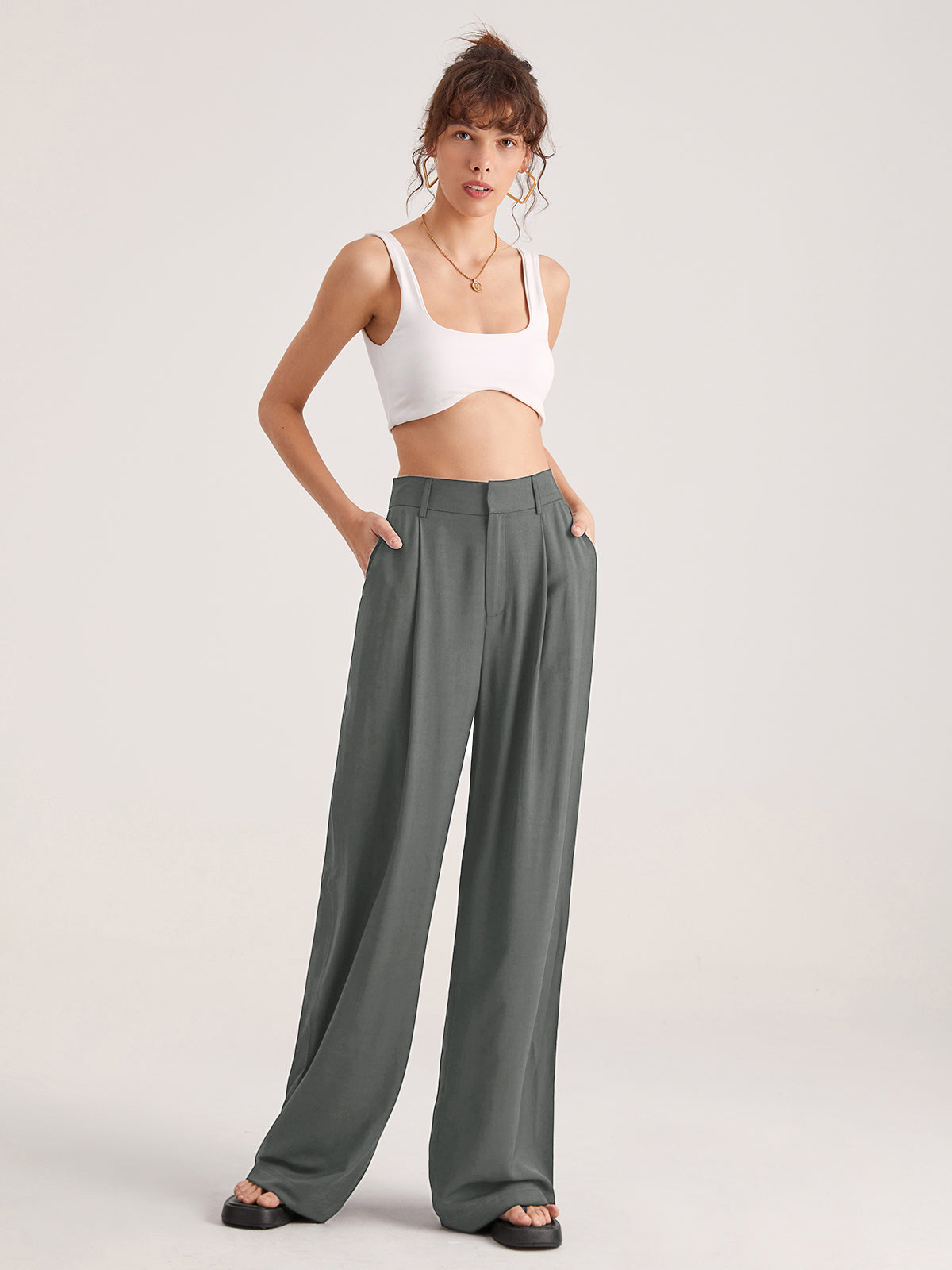 Nadia – Hohe-taillierte Faltenhose