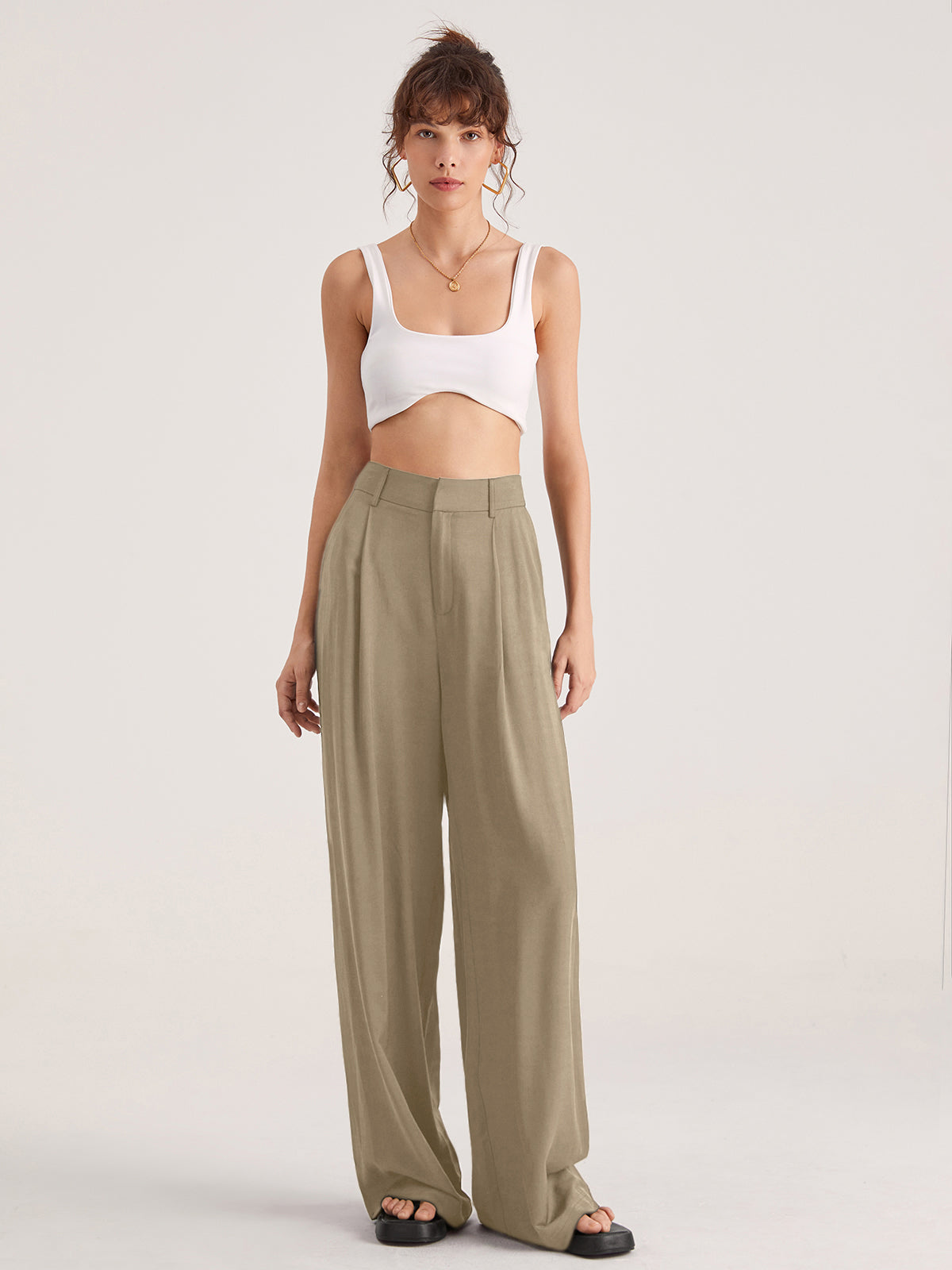 Nadia – Hohe-taillierte Faltenhose