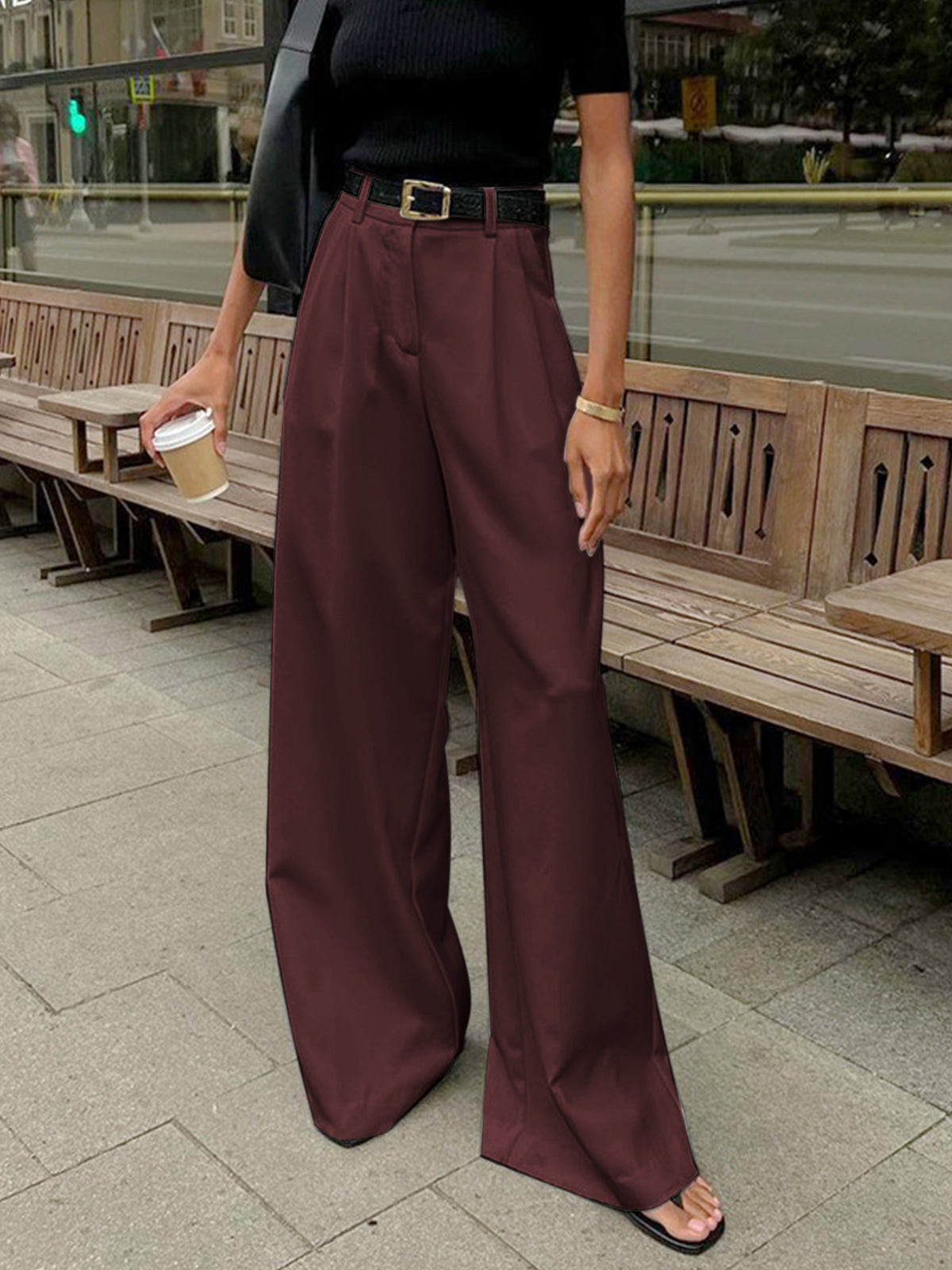 Marlene – Weite Stoffhose Ohne Gürtel