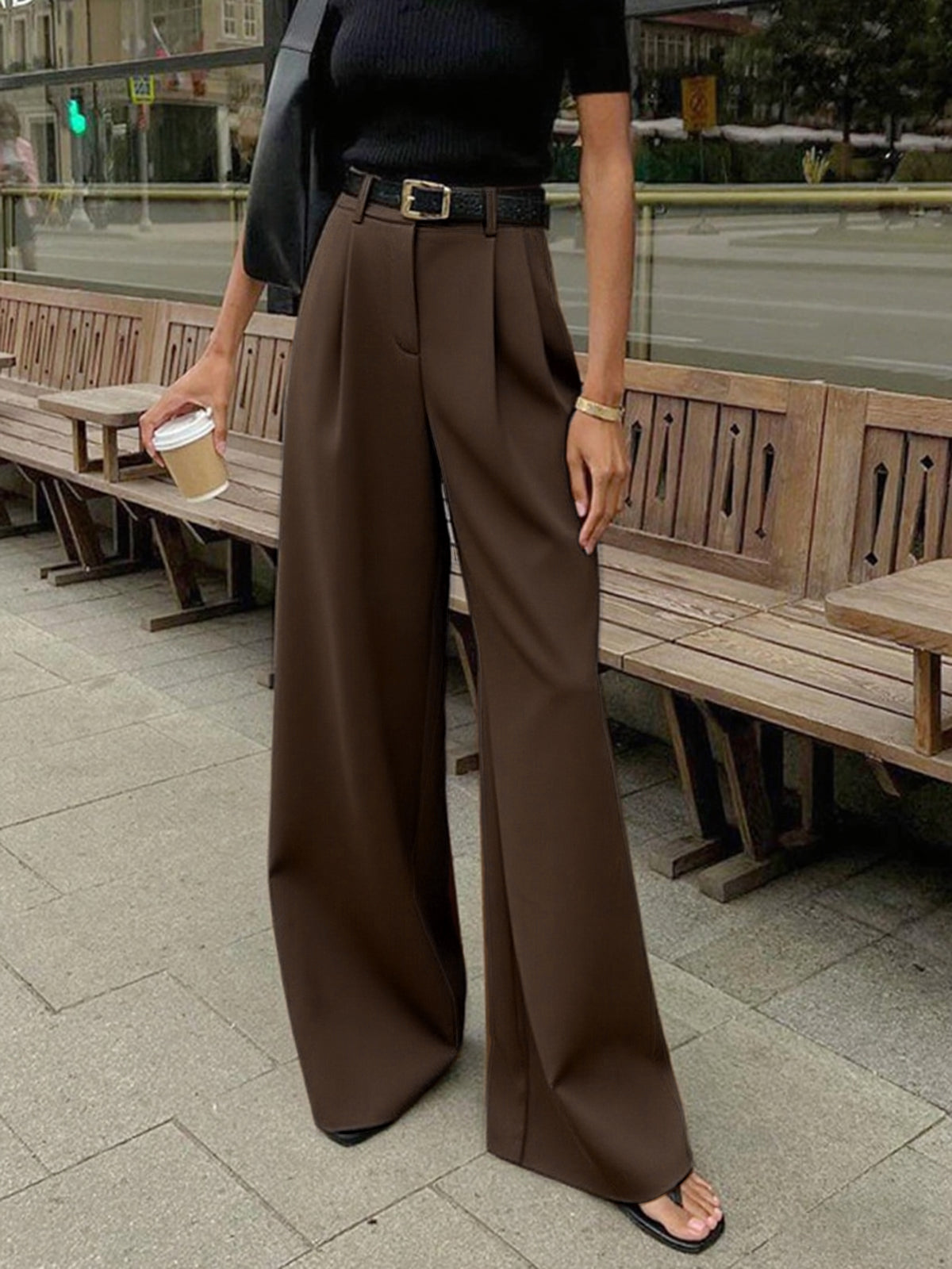 Marlene – Weite Stoffhose Ohne Gürtel