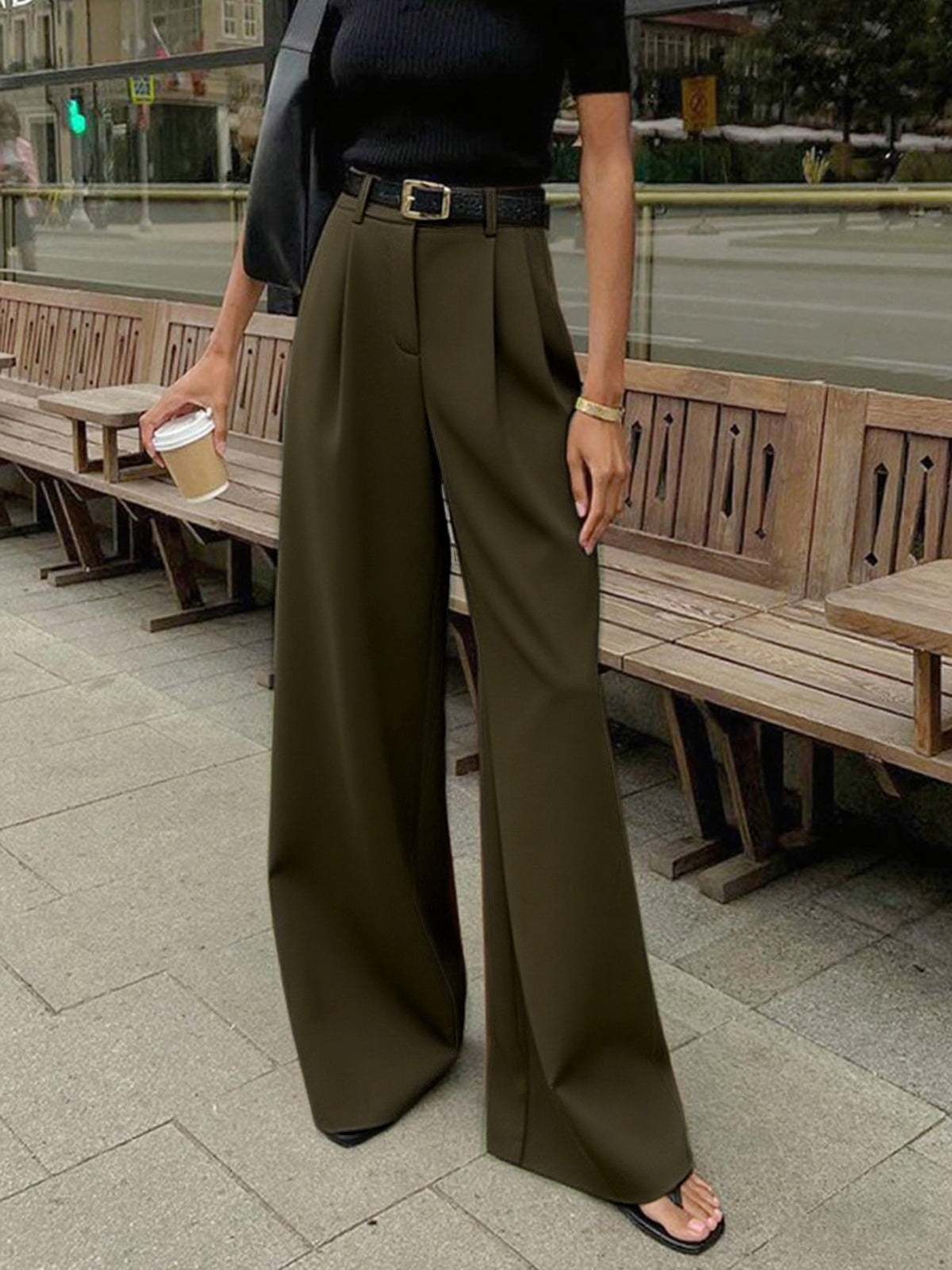 Marlene – Weite Stoffhose Ohne Gürtel