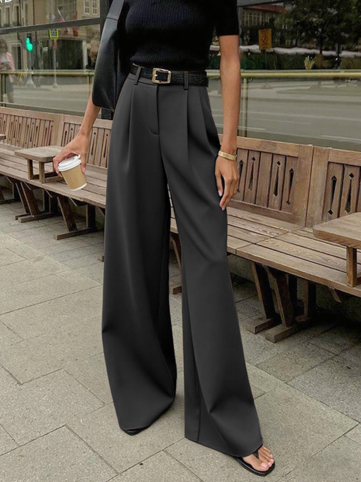 Marlene – Weite Stoffhose Ohne Gürtel