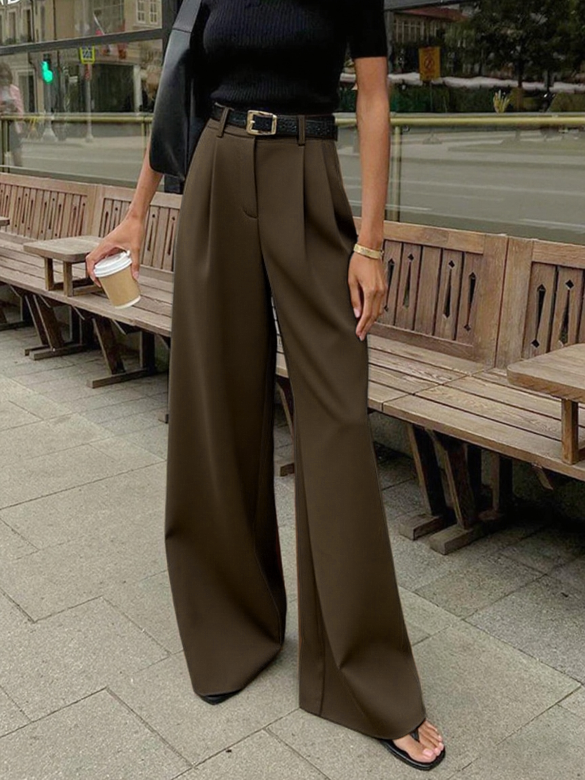 Marlene – Weite Stoffhose Ohne Gürtel