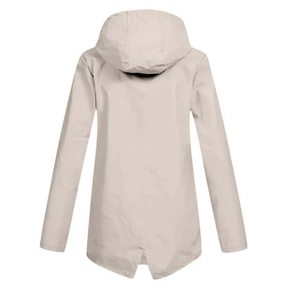 Aredhel - Damen Regenjacke mit Kapuze, lang geschnitten
