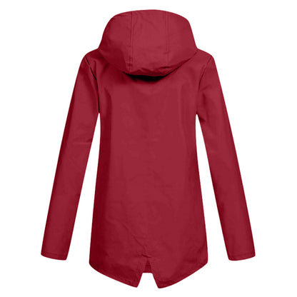 Aredhel - Damen Regenjacke mit Kapuze, lang geschnitten