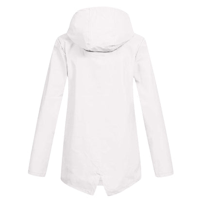 Aredhel - Damen Regenjacke mit Kapuze, lang geschnitten
