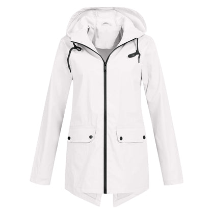 Aredhel - Damen Regenjacke mit Kapuze, lang geschnitten