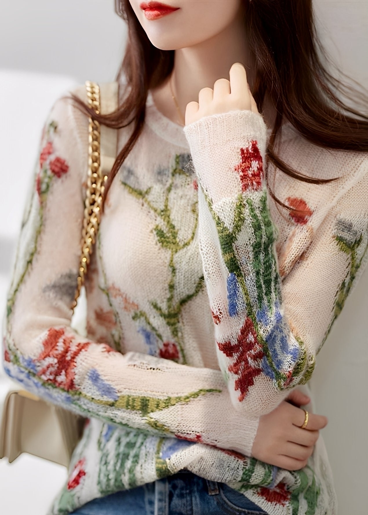 Gisselle - Eleganter Damenpullover mit Blumen