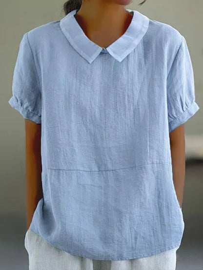 Lina – Bluse aus Leinen mit Kragen