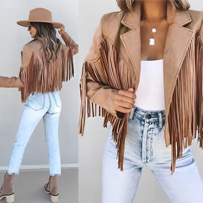 Margo – Modische Herbstjacke mit Fransen für Damen