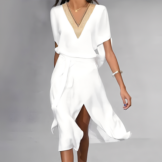 Isabella – Weißes Midikleid für Damen