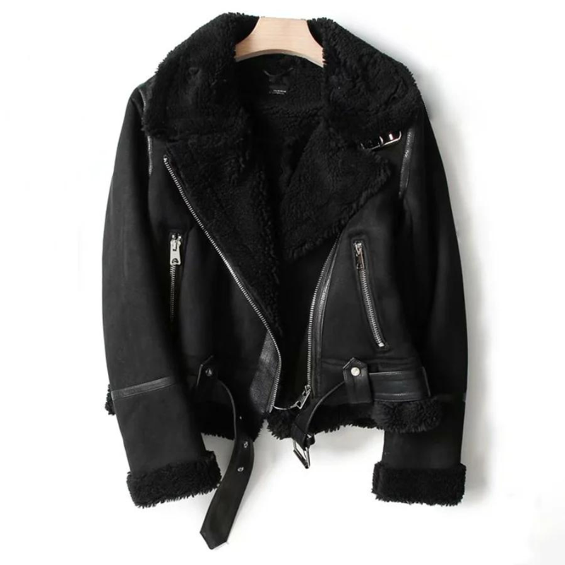 Macie – Lederjacke mit Sherpa-Besatz