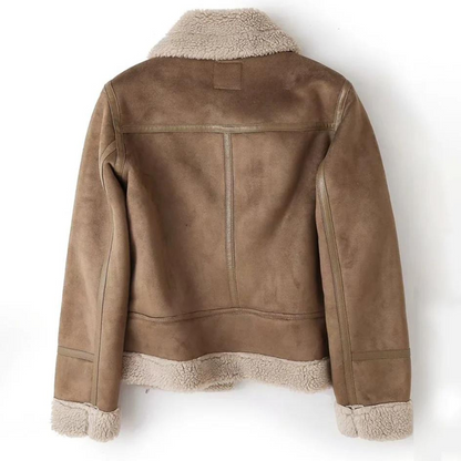 Macie – Lederjacke mit Sherpa-Besatz
