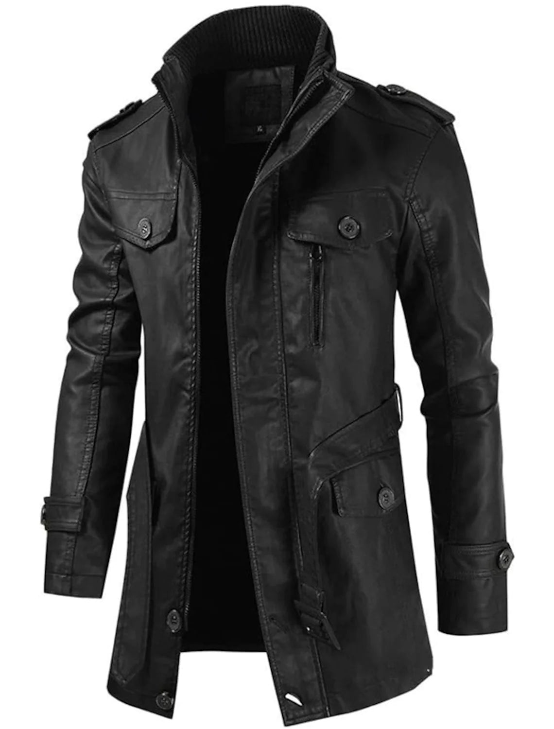 Brook - Strapazierfähige lange Lederjacke für Herren