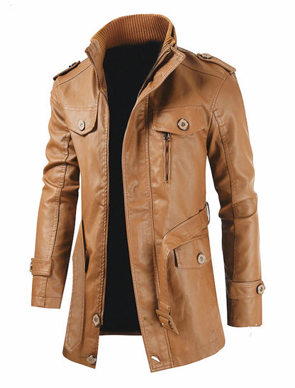Brook - Strapazierfähige lange Lederjacke für Herren