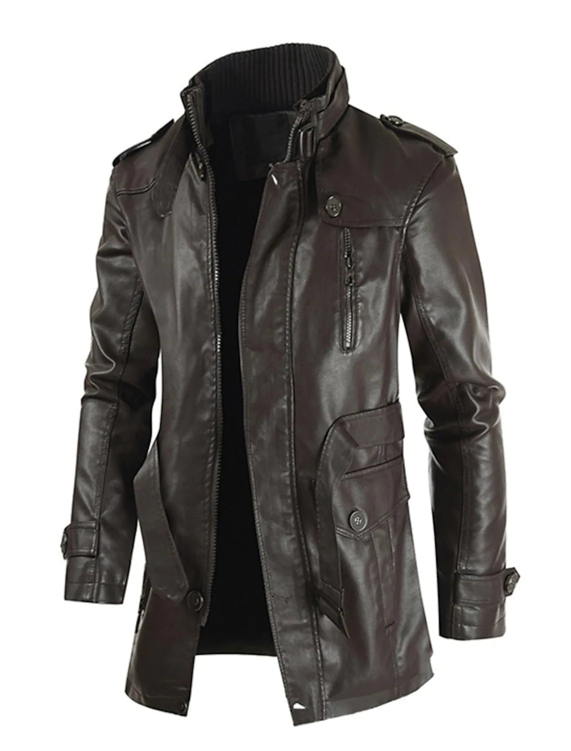 Brook - Strapazierfähige lange Lederjacke für Herren