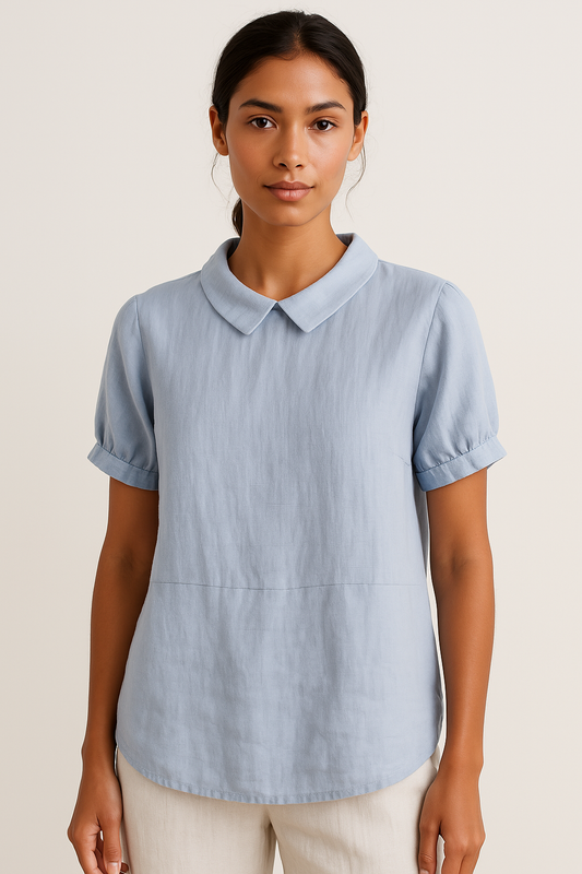 Lina – Bluse aus Leinen mit Kragen