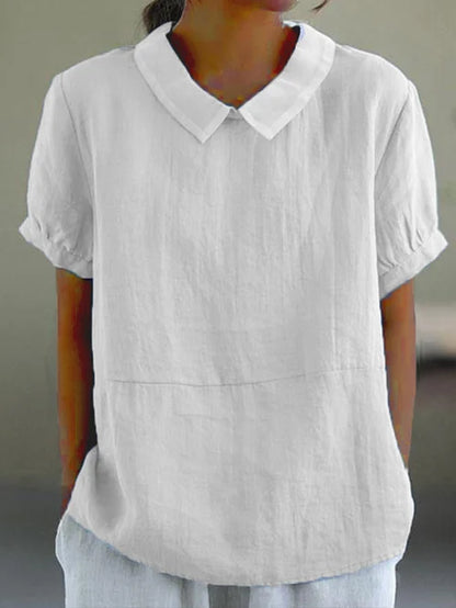 Lina – Bluse aus Leinen mit Kragen
