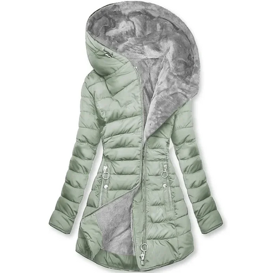 Caroline – Bequemer Mantel mit Fellinnenfutter