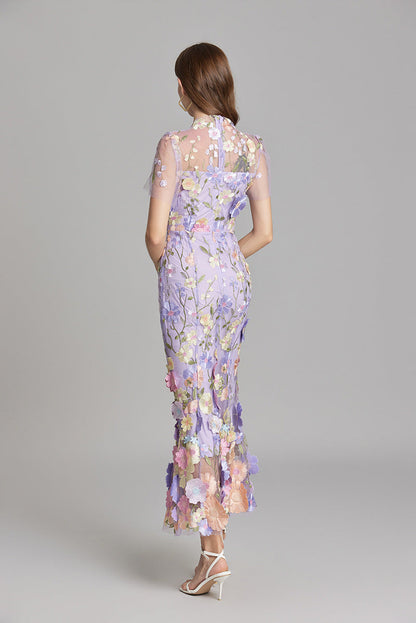 Elina – Besticktes ärmelloses langes Kleid