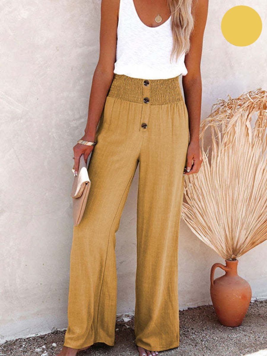 Sophia – Hohe Taille Hose aus Baumwolle & Leinen