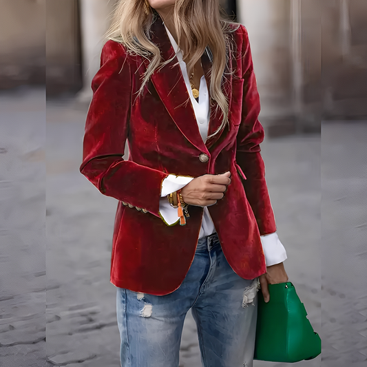 Alise - Eleganter, schmaler Damen-Samt-Blazer
