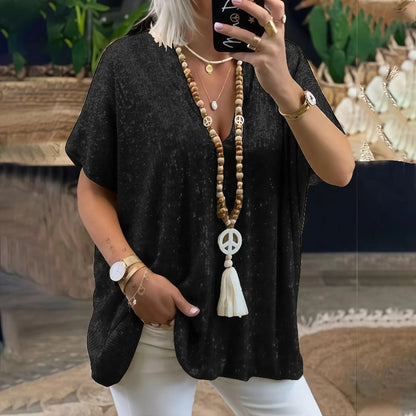 Paola - T-Shirt mit Pailletten und V-Ausschnitt