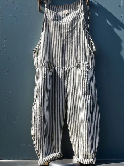 Alyssa - Gestreifter Damen-Einteiler mit weitem Bein