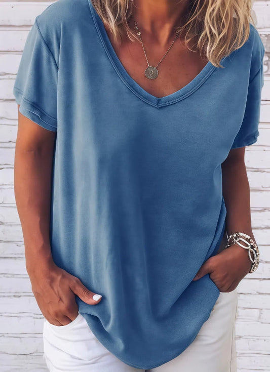 Estela - Entspanntes T-Shirt mit V-Ausschnitt