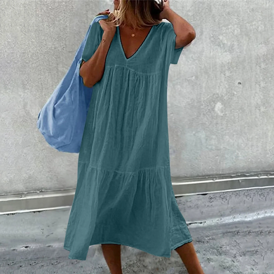 Deanna - Bequemes Kleid mit V-Ausschnitt, Vielseitig und Angenehm