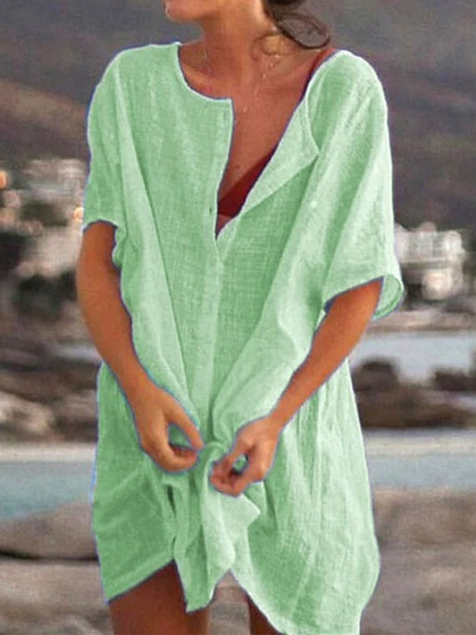 Evelyn - Lockeres Kleid aus Leinen und Baumwolle
