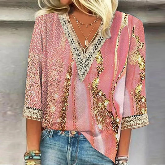 Jette – Bedruckte Bluse mit V-Ausschnitt
