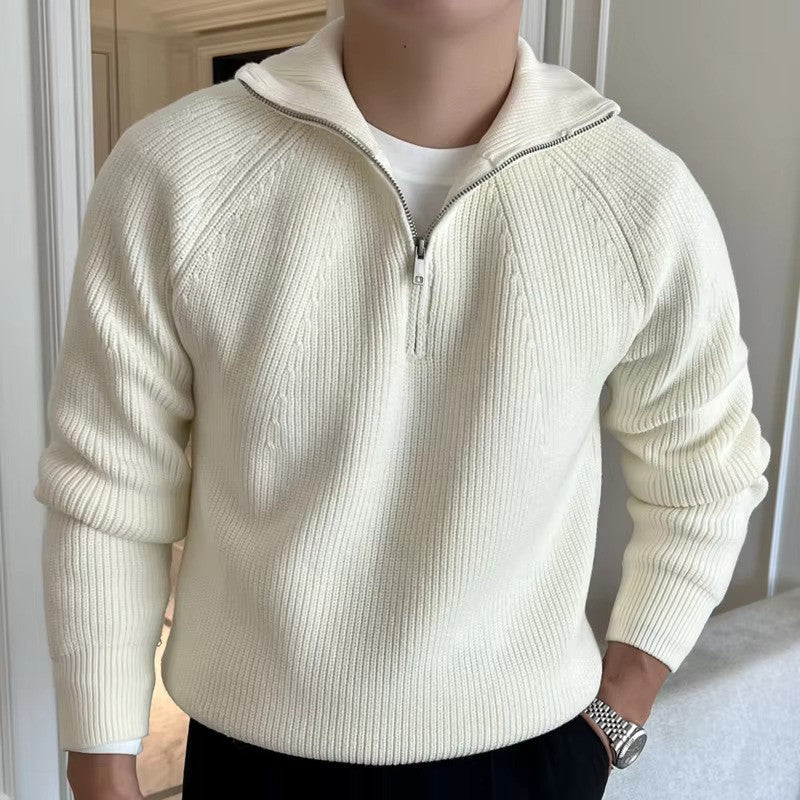 Lino – Baumwollpullover mit Reißverschluss bis zur Brust
