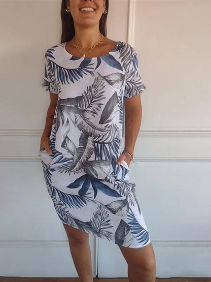 Britt – Kleid mit Muster und rundem Halsausschnitt