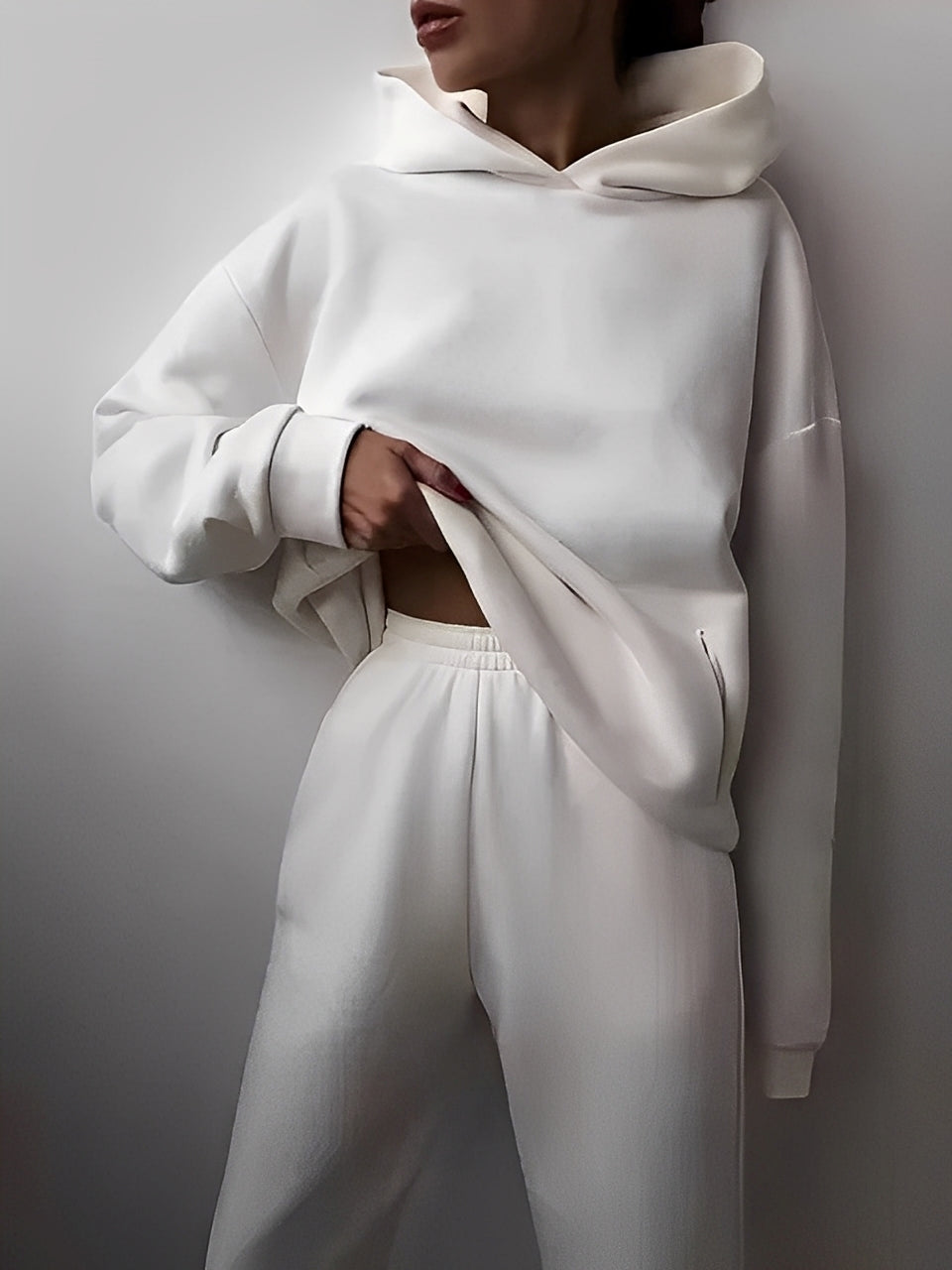 Adelia – Einfarbiges Hoodie-Set