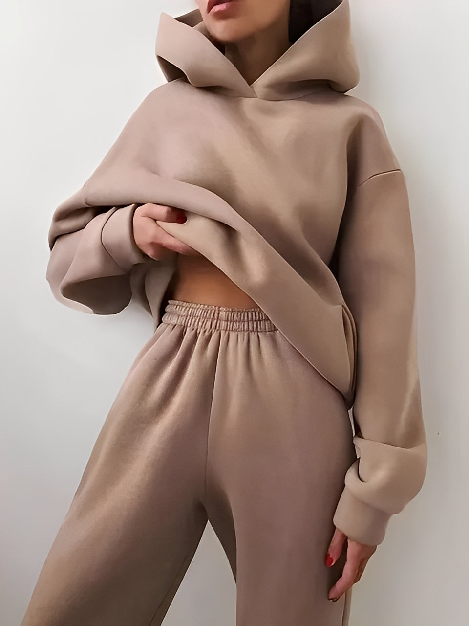 Adelia – Einfarbiges Hoodie-Set
