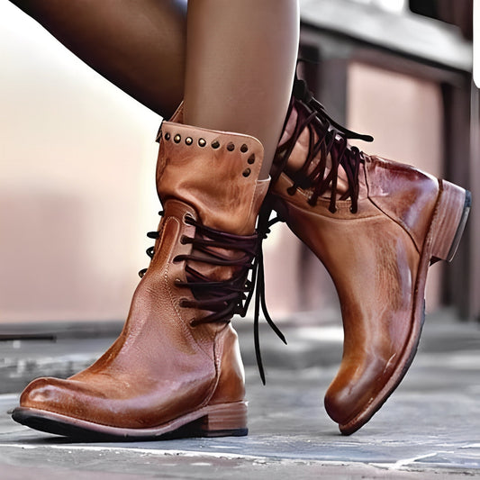 Lenora - Damenschuhe aus Vintage-Leder mit kleinem Absatz