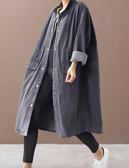 Jacinda - Damen-Jeansjacke im lässigen Stil mit Stehkragen