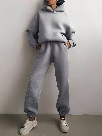 Adelia – Einfarbiges Hoodie-Set