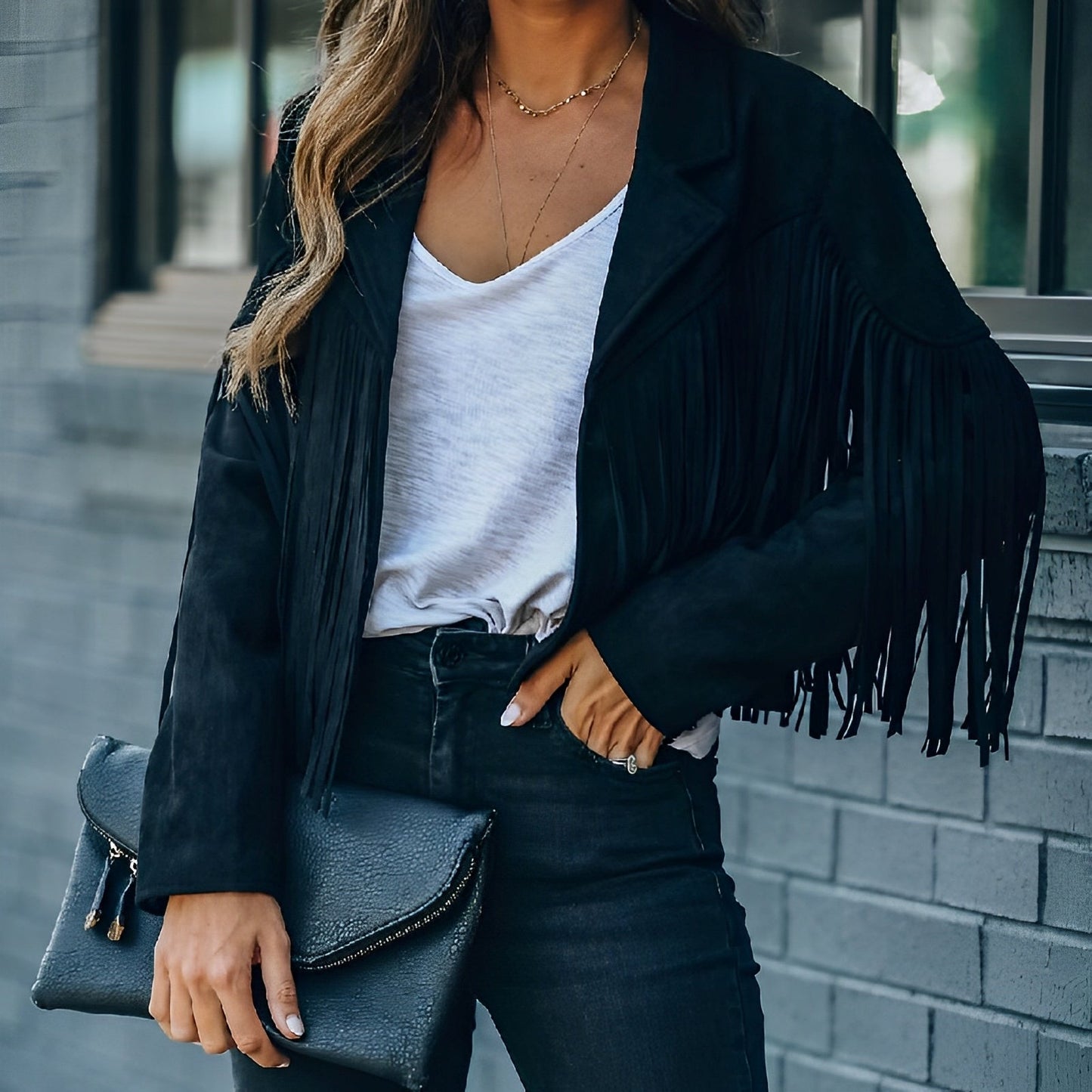 Margo – Modische Herbstjacke mit Fransen für Damen